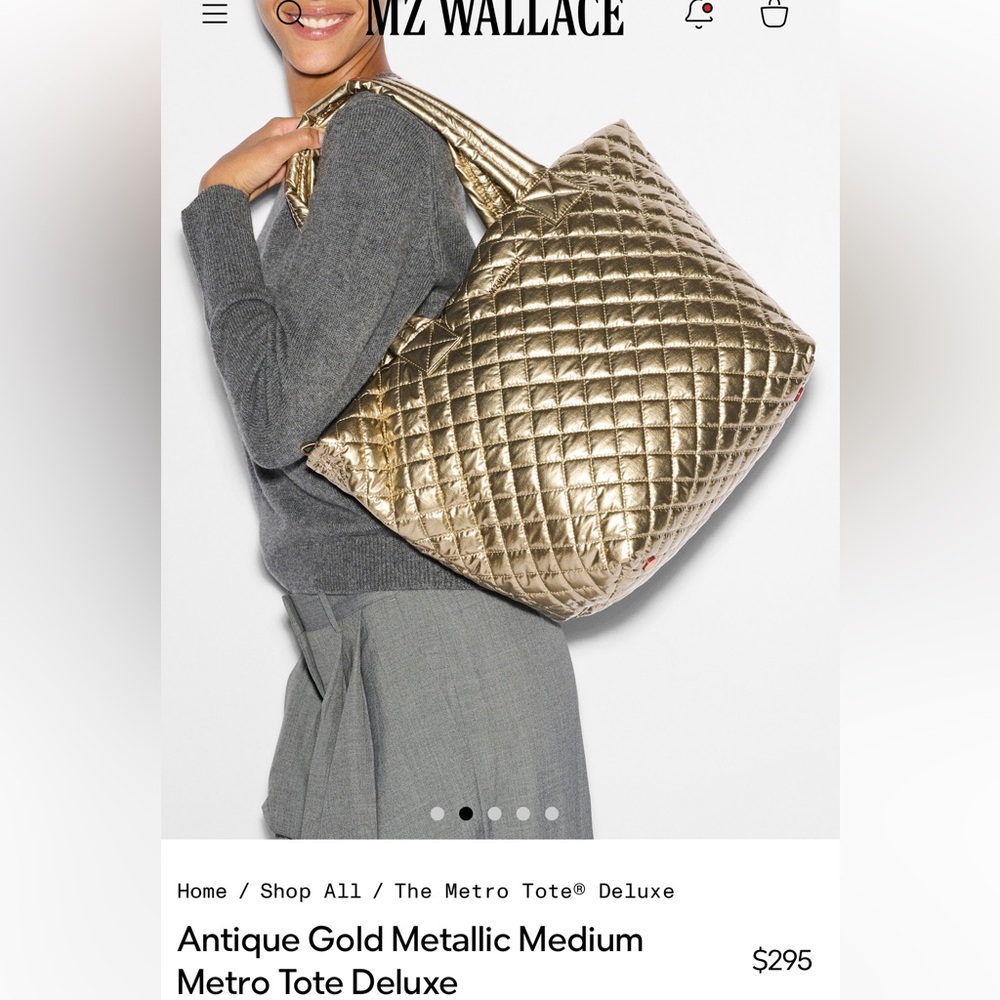 NWT MZ Wallace Medium Metro Tote Deluxe in Antique Gold - Picture 4 of 7